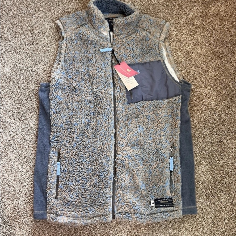 Southern Marsh Gray and Blue Sherpa Vest